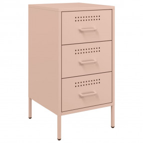 Bedside Cabinet Pink Cold-rolled Steel Adjustable Feet