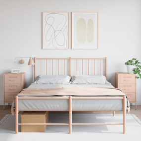 Bedside Cabinet Set of 2 Pink Cold-rolled steel Medium