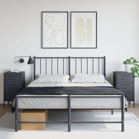 Bedside Cabinet Set of 2 Anthracite Cold-rolled steel M...