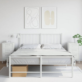 Bedside Cabinet Set of 2 White Cold-rolled steel