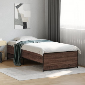 Bed Frame Brown Oak Engineered wood Twin Durable Bed Fr...