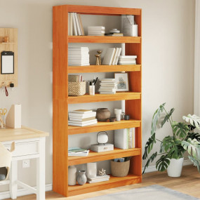 Book Cabinet Wax brown Solid pine wood 39.4 x 11.8 x 78...