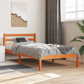 Bed Frame Wax Brown Solid pine wood Single Durable Bed ...