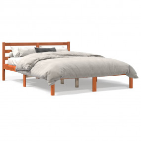 Bed Frame Wax brown Solid pine wood Double Sturdy Bed F...