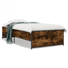 Bed Frame Smoked Oak Engineered Wood, Steel, Plywood Si...