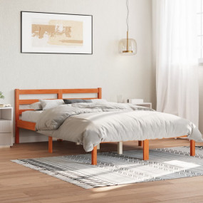 Bed Frame Wax brown Solid pine wood, Plywood King Size ...