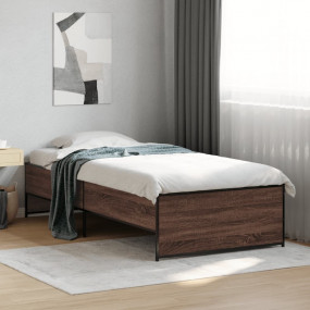 Bed Frame Brown Oak Engineered wood, Steel Small Single...