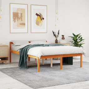 Senior Bed Wax brown Solid pine wood Double Bed Frame