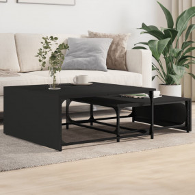 Nesting Coffee Table Set of 2 Black Engineered wood, me...