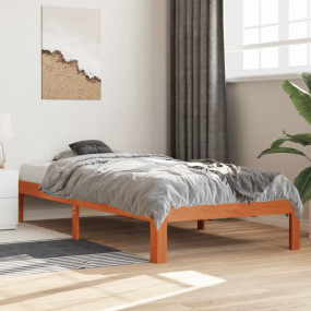 Bed Frame Wax Brown Solid Pine Wood, Plywood Twin Tough