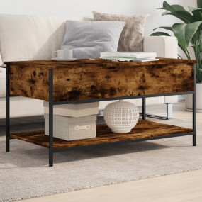 Coffee Table Smoked Oak Engineered Wood and Metal Mediu...