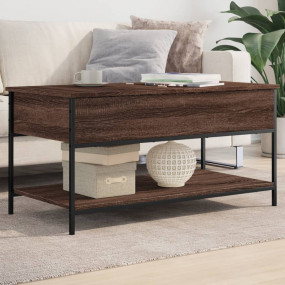 Coffee Table Brown Oak Engineered Wood Medium Adjustabl...