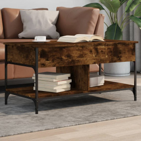 Coffee Table Smoked Oak Engineered Wood, Metal Medium