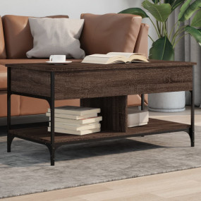 Coffee Table Brown Oak Engineered wood, Metal 39.4x19.7...