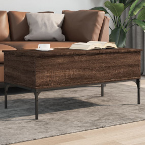 Coffee Table Brown Oak Engineered Wood and Metal
