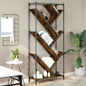 Bookcase Smoked oak Engineered wood Tall Adjustable Fee...