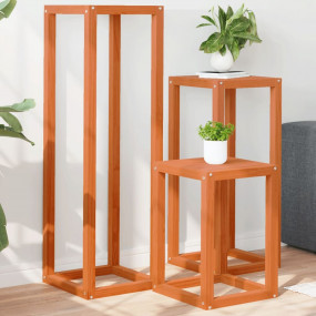 Plant Stand Set of 3 Wax brown Solid pine wood Three si...