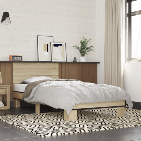 Bed Frame Sonoma oak Engineered wood and metal Single M...