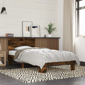 Bed Frame Smoked Oak Engineered wood and metal Twin Mod...