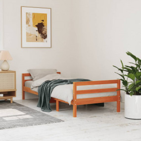 Bed Frame Wax brown Solid pine wood, plywood Twin Durab...