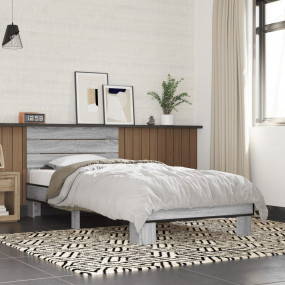 Bed Frame Gray Sonoma Engineered wood, Metal Twin Durab...
