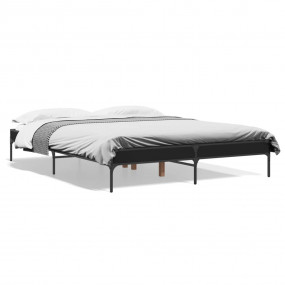 Bed Frame Black Engineered wood and metal King Modern B...