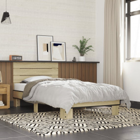 Bed Frame Sonoma Oak Engineered wood, metal, plywood Si...