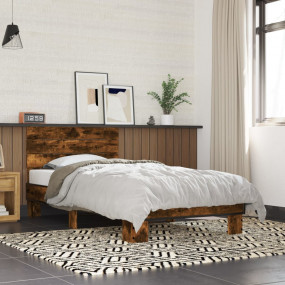 Bed Frame Smoked Oak Engineered Wood, Metal Single Bed ...