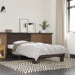 Bed Frame Brown Oak Engineered Wood, Metal, Plywood Twi...