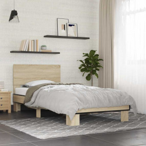 Bed Frame Sonoma Oak Engineered wood, metal Twin Durabl...