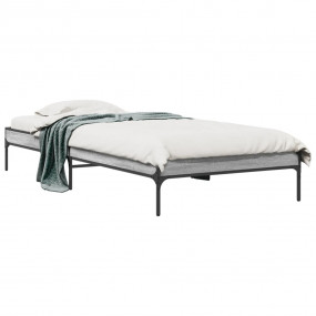 Bed Frame Grey Sonoma Engineered Wood, Metal Single Dur...