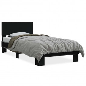 Bed Frame Black Engineered Wood Single Durable Bed Fram...