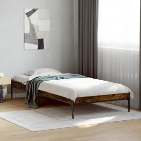 Bed Frame Smoked Oak Engineered wood, Metal, Plywood Tw...