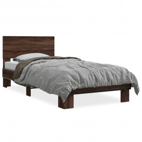Bed Frame Brown oak Engineered wood, metal, plywood Twi...