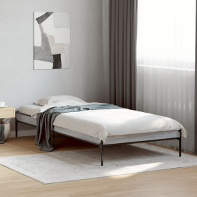 Bed Frame Gray Sonoma Engineered Wood Single Durable Be...