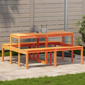 Picnic Table Wax Brown Solid Pine Wood Large Durable