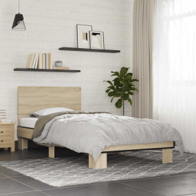 Bed Frame Sonoma Oak Engineered Wood Single Durable