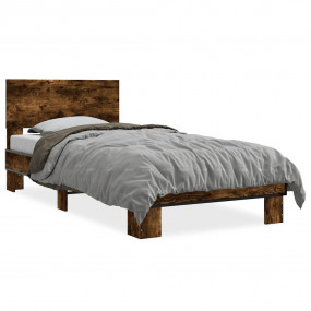 Bed Frame Smoked Oak Engineered wood, metal 35.4 x 74.8...