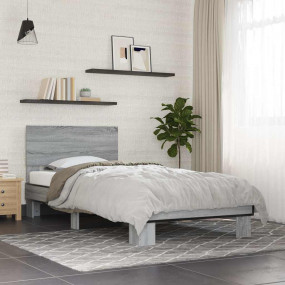 Bed Frame Gray Sonoma Engineered wood, metal Twin Durab...