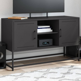 TV Cabinet Black Steel Medium TV Cabinet Rectangular