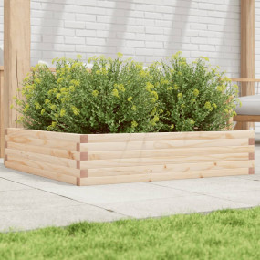 Garden Planter Natural Pine Solid Pine Wood 39.4 x 39.4...
