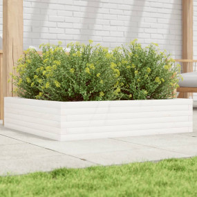 Garden Planter White Solid Pine Wood Medium Garden Plan...