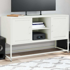 TV Cabinet White Steel 39.6 x 15.4 x 23.8 in TV Cabinet