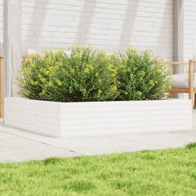 Garden Planter White Solid Pine Wood Large Garden Plant...