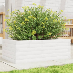 Garden Planter White Solid Pine Wood Medium Garden Plan...