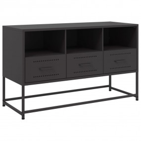 TV Cabinet Black Steel Medium TV Cabinet Rectangular