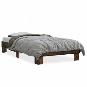 Bed Frame Smoked Oak Engineered wood, Metal Small Singl...