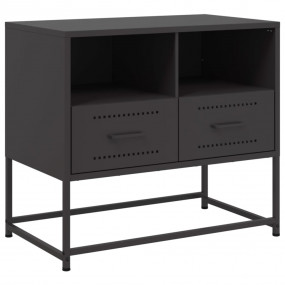TV Cabinet Black Steel 26.8 x 15.4 x 23.8 in Steel TV C...