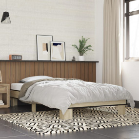 Bed Frame Sonoma Oak Engineered Wood, Metal, Plywood Si...