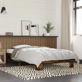 Bed Frame Smoked oak Engineered wood, metal, plywood Tw...